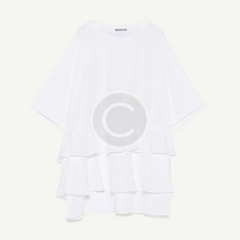 T-Shirt with flounces of poplin - Out of Stock